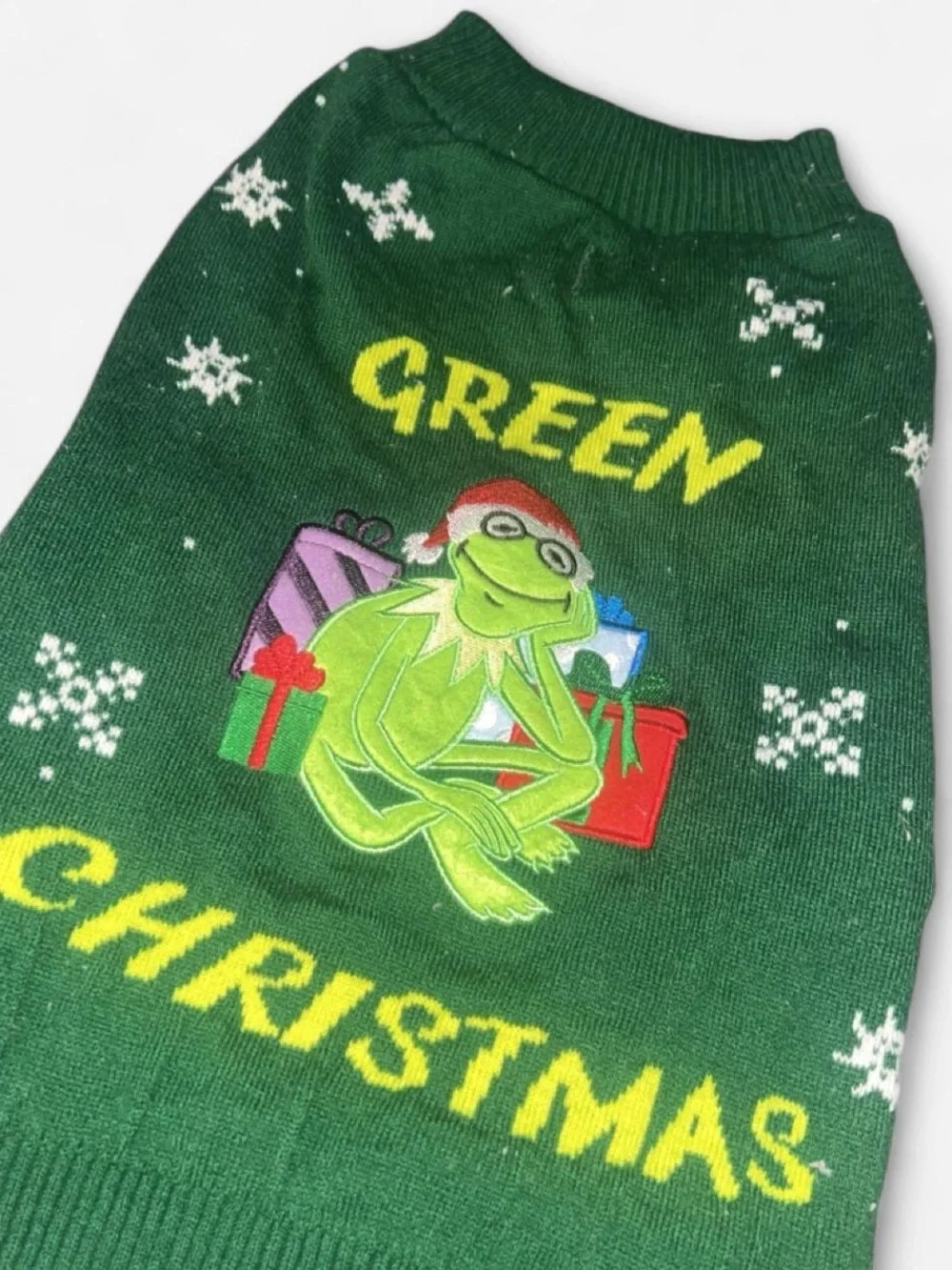 Green Christmas Kermit Dog Sweater